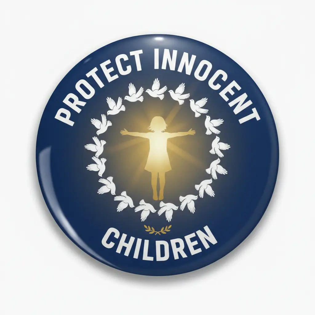 Innocent Children Victims of Aggression - My Pinbacks
