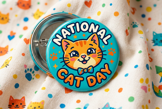 National Cat Day Marketing with MyPinbacks: Ignite Local Cat-Lover Campaigns with Custom Pins, Magnets, Keychains, and Mousepads