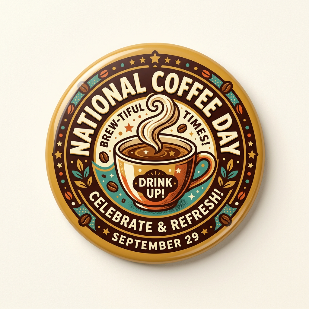 National Coffee Day Marketing with MyPinbacks: Boost Local Engagement Using Custom Pins, Magnets, Keychains, and Mousepads