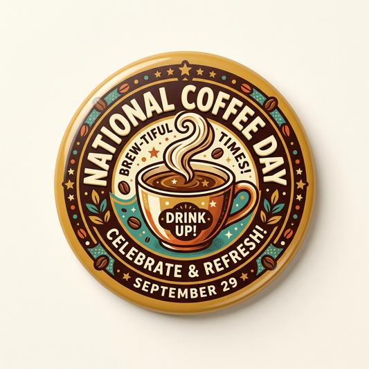 National Coffee Day Marketing with MyPinbacks: Boost Local Engagement Using Custom Pins, Magnets, Keychains, and Mousepads