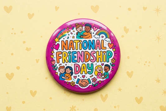 National Friendship Day Marketing with MyPinbacks: Boost Local Engagement with Custom Pins, Magnets, and Keychains