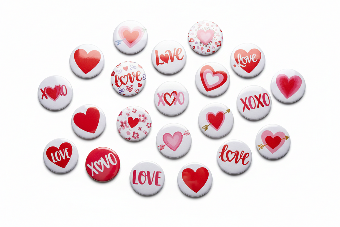 Custom Love Heart Pinbacks at mypinbacks.com