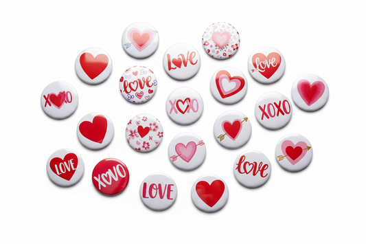 Custom Love Heart Pinbacks at mypinbacks.com