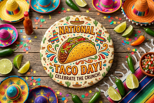 National Taco Day Marketing with MyPinbacks: Boost Local Engagement with Custom Pins, Magnets, and Keychains