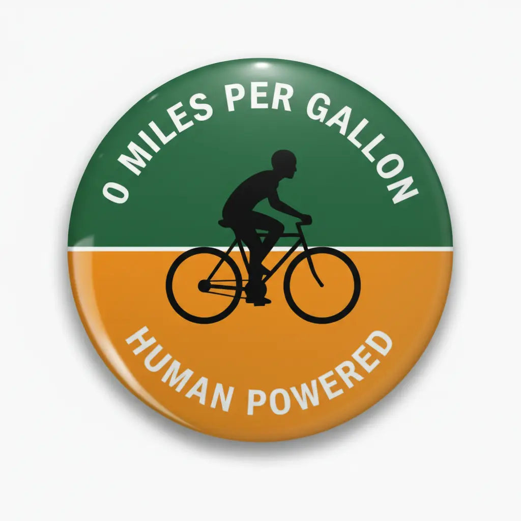0 Miles per Gallon Bike Pinback 2.25-inch