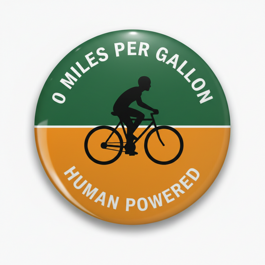 0 Miles per Gallon Bike Pinback 2.25-inch
