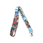 Blue anime-themed lanyard with printed characters and metal hook clip