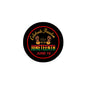 Juneteenth round pinback button, black with red Celebrate Freedom text and raised hands