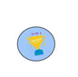2.25-inch round pinback button: light blue badge with trophy and “You’re a Winner!”