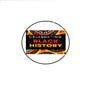 2.25-inch round pinback brooch with Celebrating Black History text and colorful border