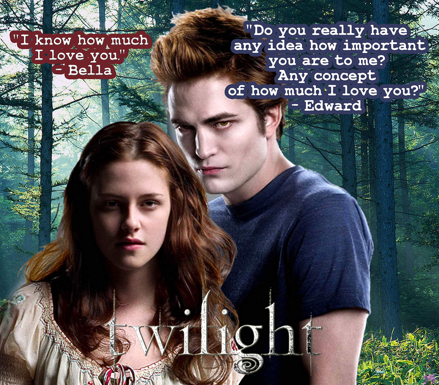 Edward Bella Love Quotes Computer Mouse Pad 9.7" x 8.5"