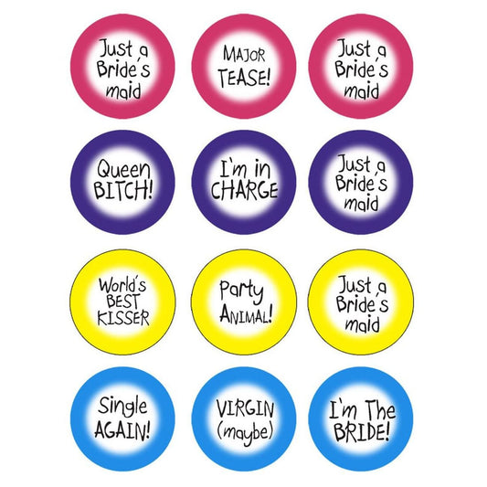 12 Pcs Bachelorette ID Names 1.25" Pinback Button Pin Bachelor Last Night Out