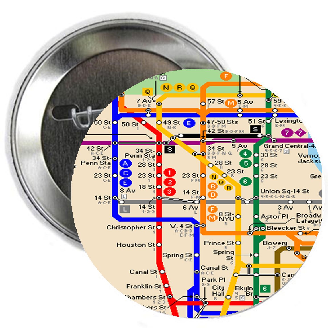 New York Metro Button Brooch Badge 1.25-inch Default Title