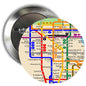 1.25-inch circular button brooch badge with colorful city map design and metal pin