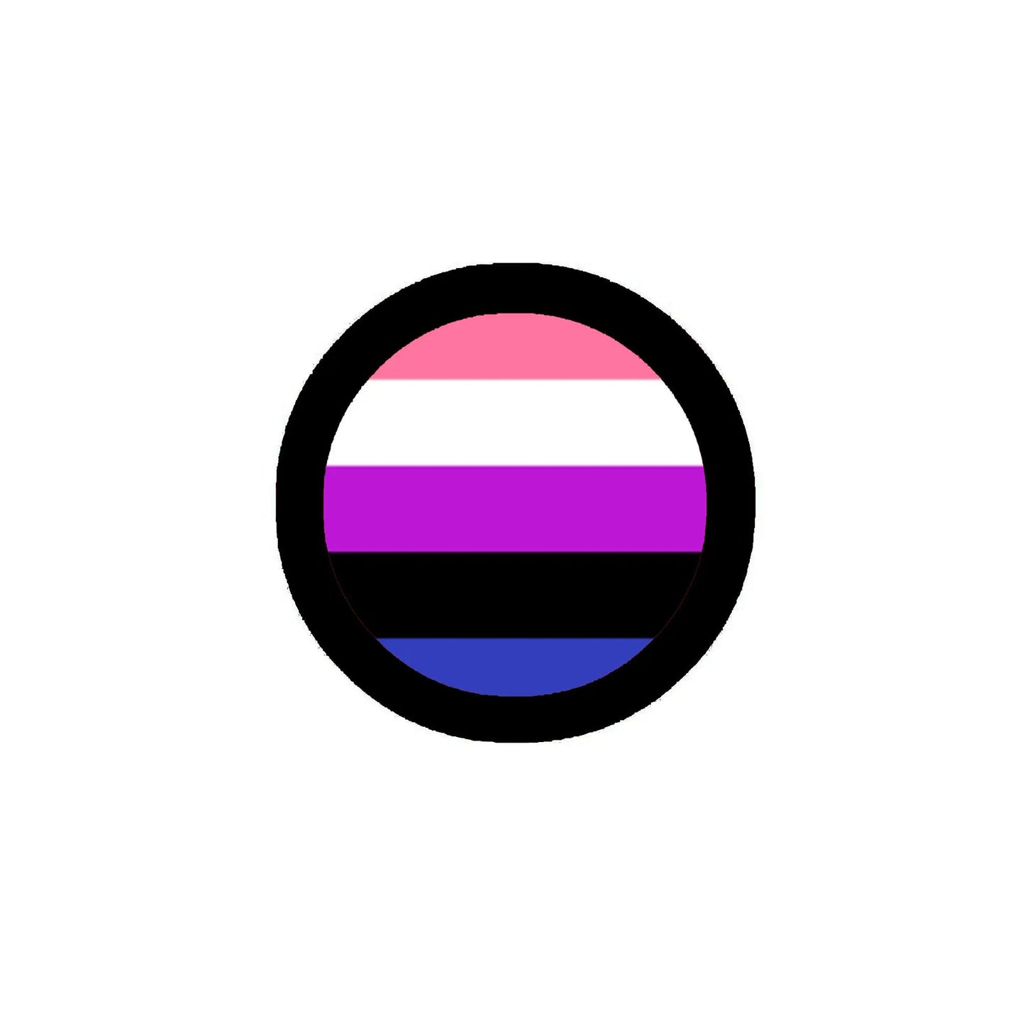 Gender fluid pride flag pinback, 2.25-inch circular enamel pin with black edge