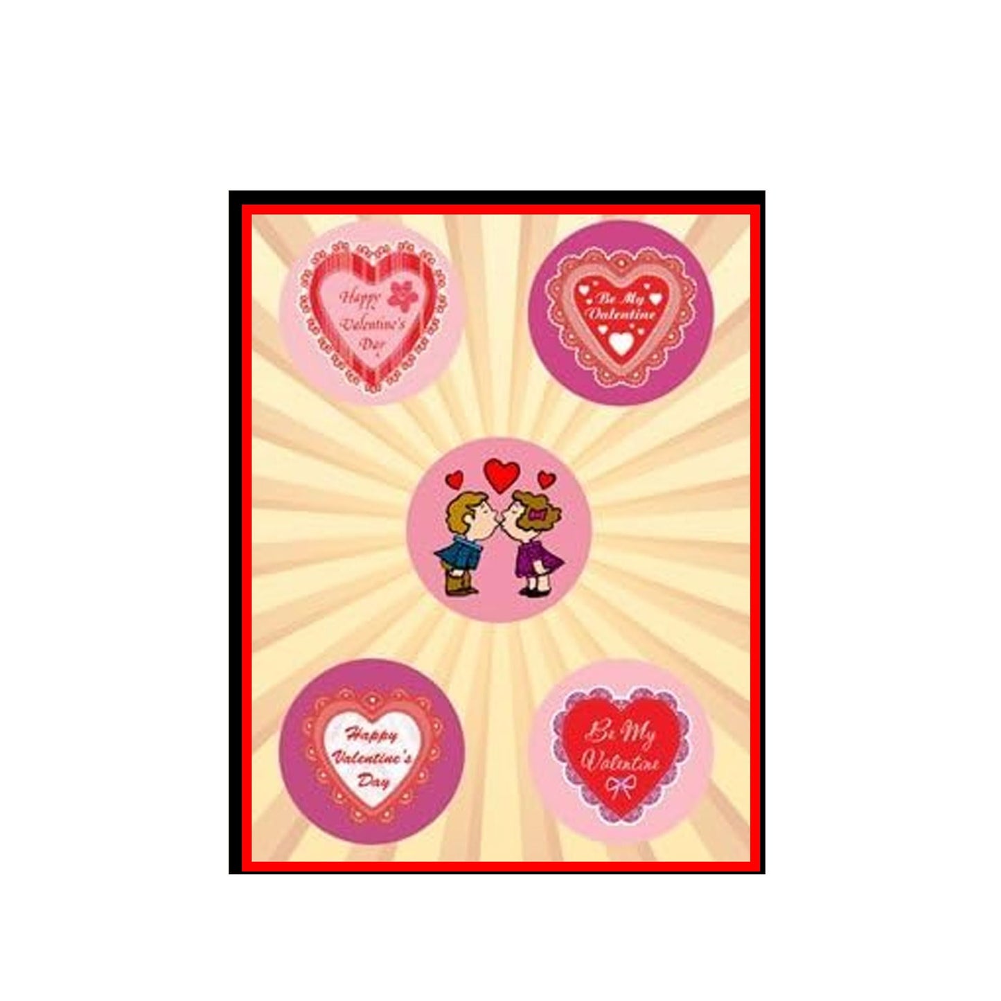 Valentine's Day Set of 5 - 1 Inch Pinback Buttons