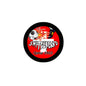 2.25-inch Switzerland soccer pinback button with red circular design and lion, text Qatar 2022