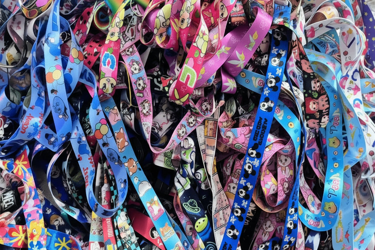 Assorted cartoon cars lanyards, colorful patterned straps bundle of 100 pcs