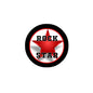 Round black button pin with red star and white “ROCK STAR” text