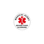 Medical alert pinback badge: circular red medical symbol with “Severe Food Allergies” text