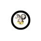 Set of three circular Albert Einstein hashtag badge pins with black outer ring