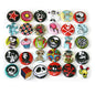 Halloween skull-themed pinback button set, assorted round designs and colors