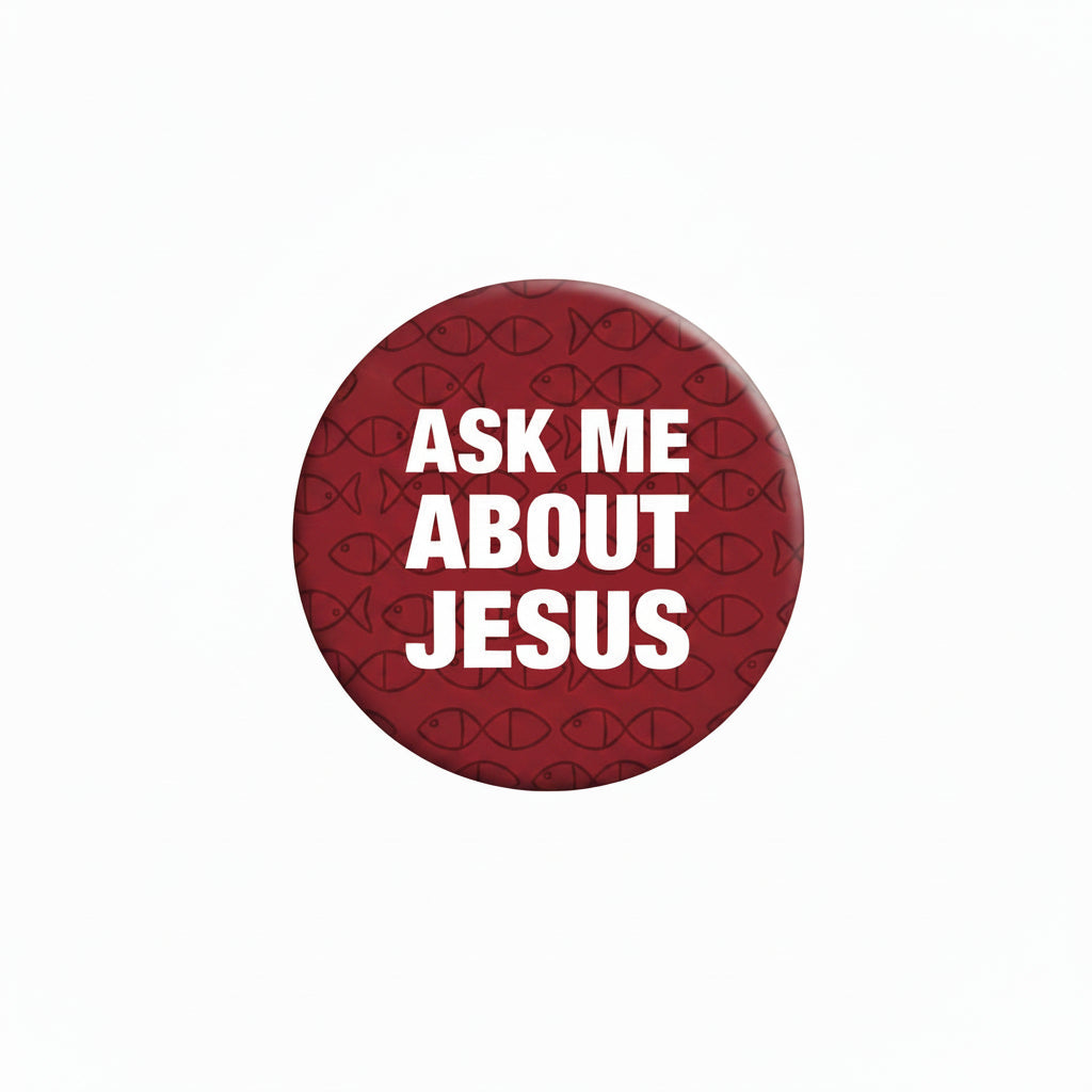 Ask Me About Jesus Red Pinback 2.25-inch Default Title