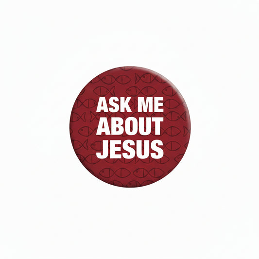 Ask Me About Jesus Red Pinback 2.25-inch Default Title