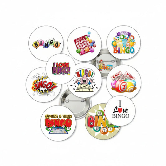 Set 8 Bingo Player Champ Game Card Win 2.25-inch Pinback Default Title