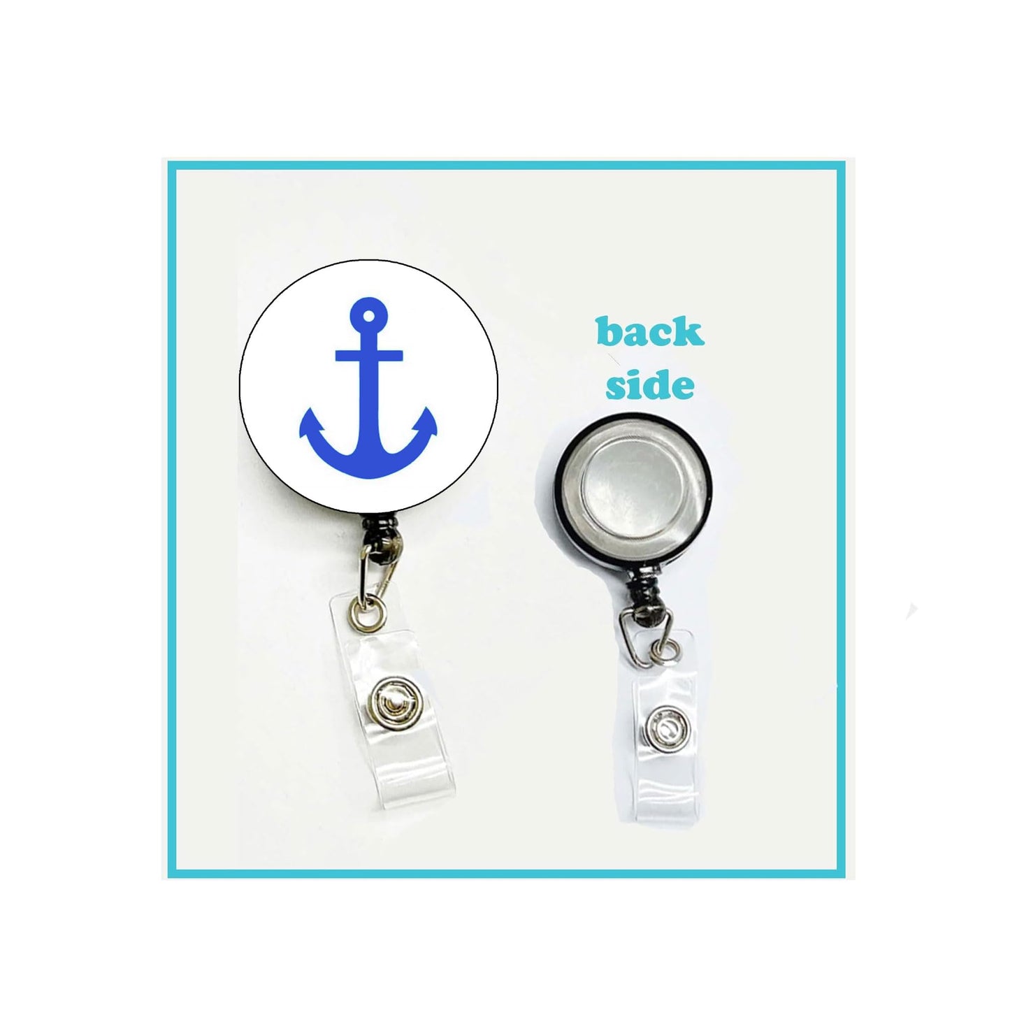 Anchor Symbol Badge Reels Cute Felt Retractable Badge Reels Themed Badge Holders Gift for Nurses Doctors ID Badges Name Cards Lanyards Holidays 1.45"