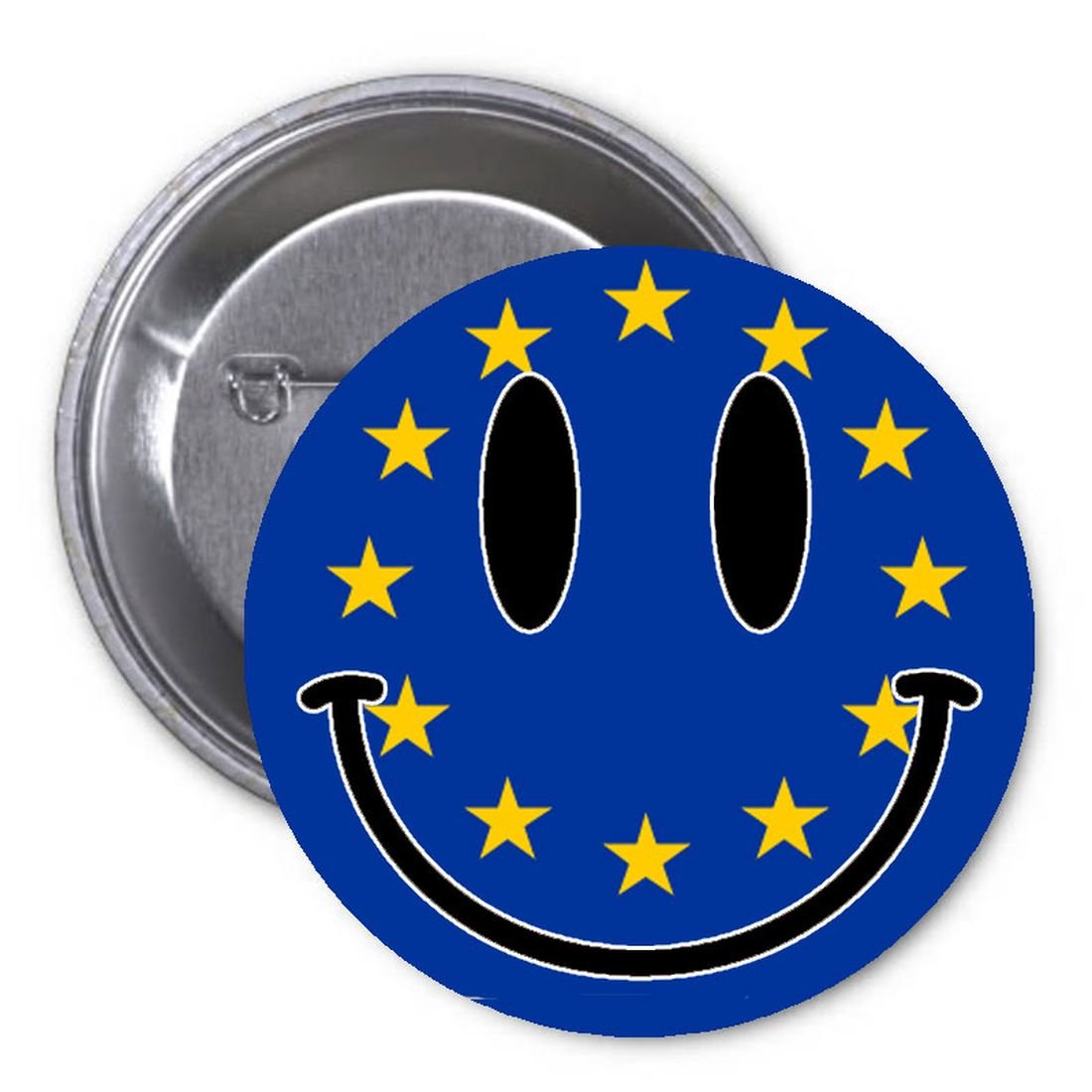European Union EU Flag Smiley Face 1.25" Pinback Button Pin Nationality Country Pride