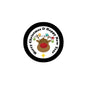 Christmas reindeer pinback badge with colorful antler lights and black border