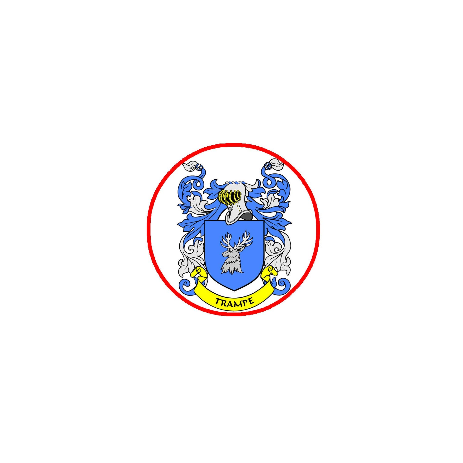 Trampe Family Crest 3-inch Coat of Arms Pinback Badge Button Default Title