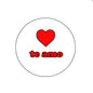 Round pinback badge with red heart and 'te amo' lettering