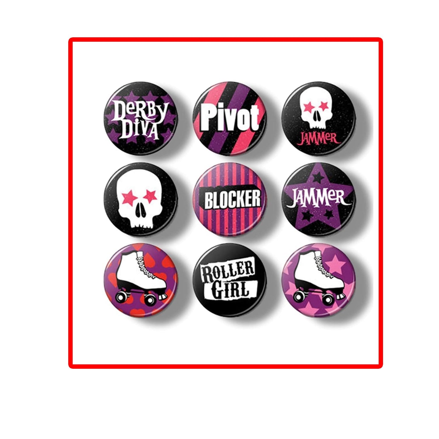 Derby Diva 12 Pcs Set Pin Brooch Badge Pinback for Jackets, Hat, backpacks 1.25-inch Default Title