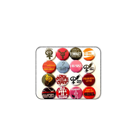 16 Feminist, Feminism, 1.25-inch Pinback Buttons, Feminist Activism