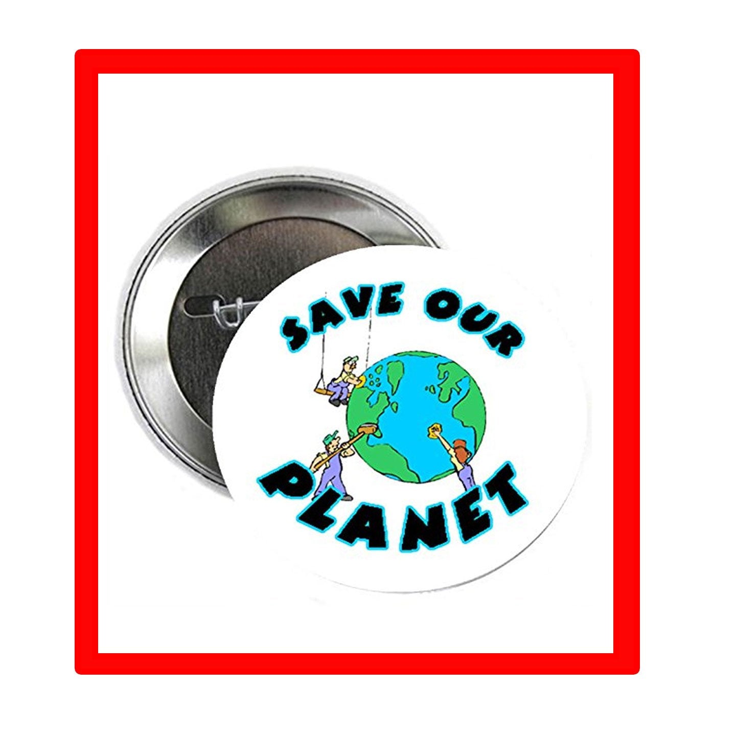 Save Our Planet 1.25-inch Pinback Button Green Environmental Earth Default Title