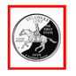 Round Delaware state fridge magnet coin with horseback rider and 1787 1999 text