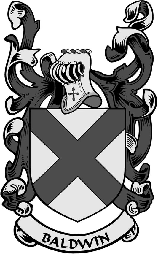 Baldwin Family Crest 3" Coat of Arms Fridge Round Magnet