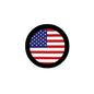 2.25-inch USA flag pinback badge with black round border