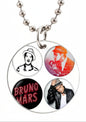 Dog tag pet tags necklace with silver ball chain and round pendant with three face graphics