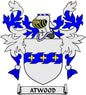 3-inch Atwood crest arms magnet: blue-and-white shield with fleur-de-lis and Atwood banner