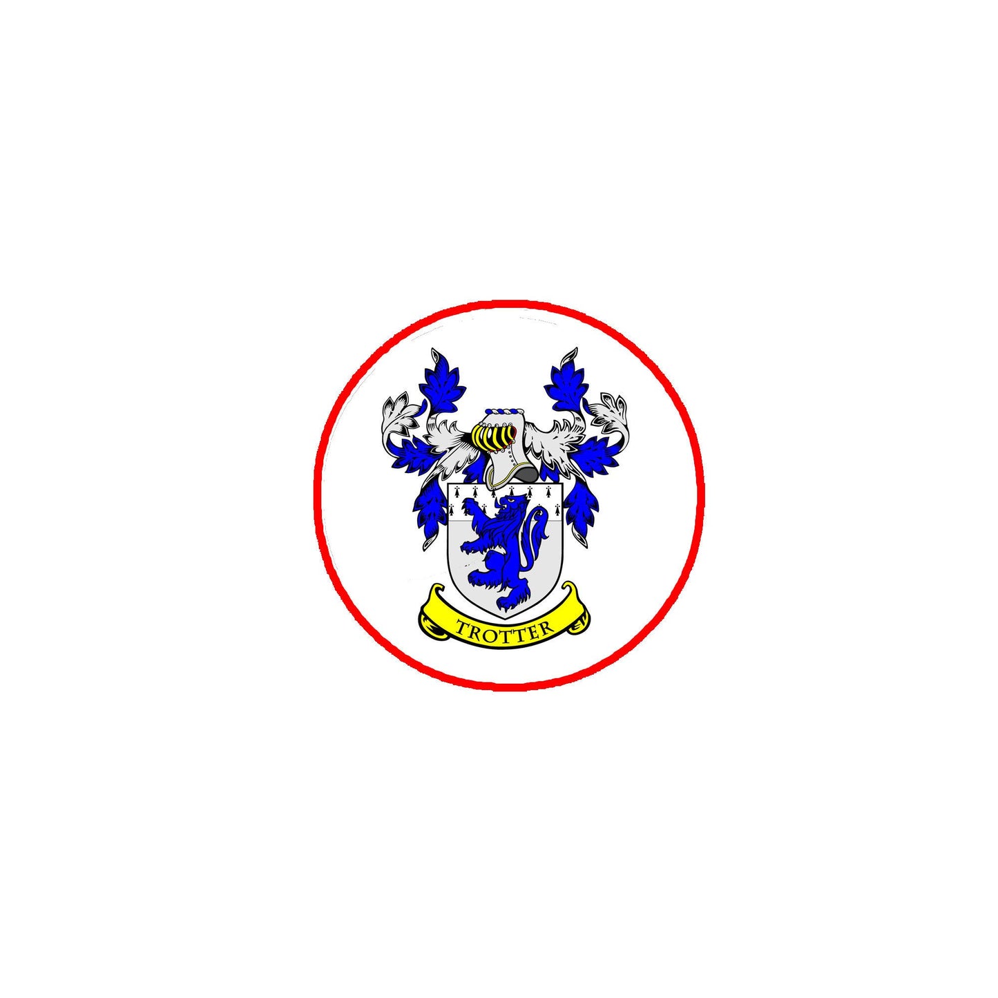 Trotter Family Crest 3-inch Coat of Arms Round Pinback Badge Brooch Pin Back Default Title