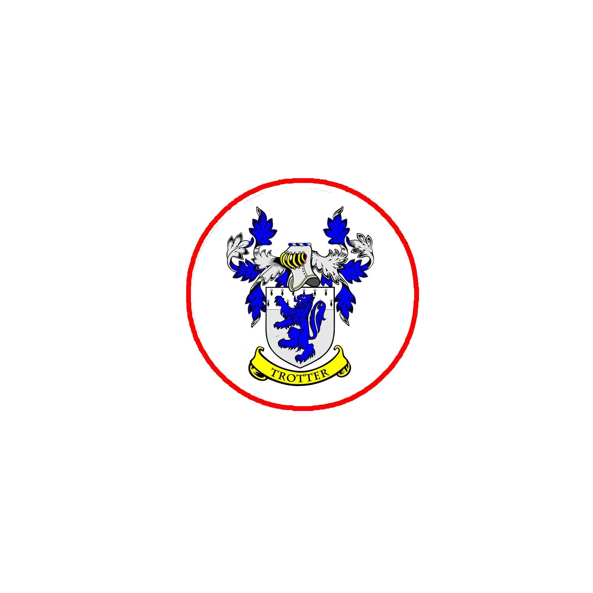 Trotter Family Crest 3-inch Coat of Arms Round Pinback Badge Brooch Pin Back Default Title