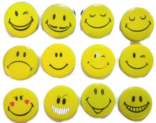 Emoticon funny smiley face #6 Awesome Quality Lot 12 New Pins Button Badge 1.25"