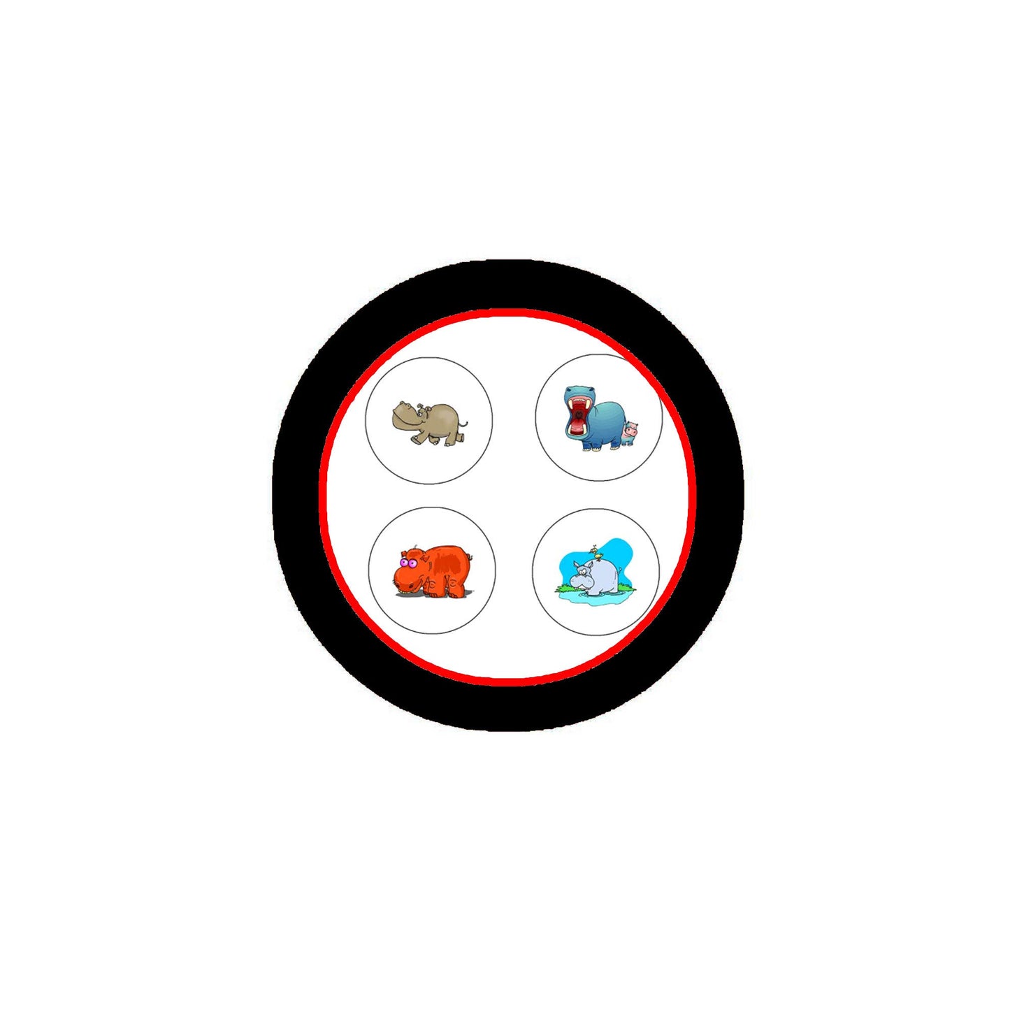 Cute Funny Hippos Pinback Button Badges 1.25-inch (4 Pcs Set) Pinback Funny Default Title