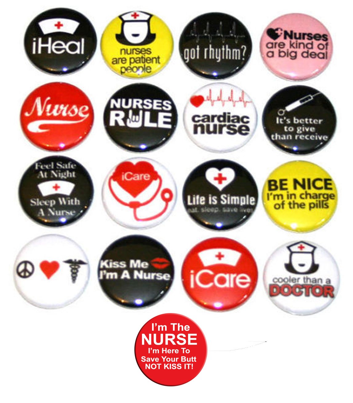 Nurses Nursing Funny 17 Pcs Set 1.25-inch Pinback Button Default Title