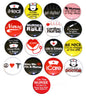 Nursing pinback button set of 17 round badges with nurse-themed icons and text