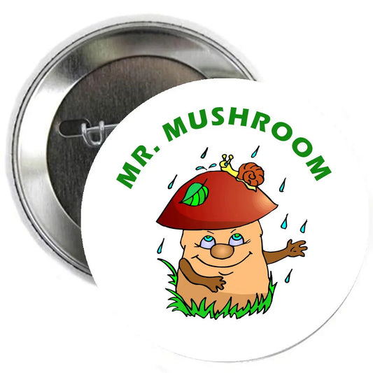 Mr. Mushrooms Button Brooch Badge 2.25-inch Default Title