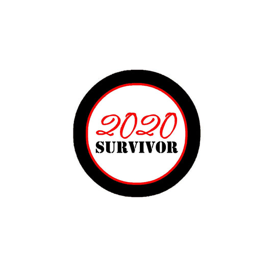 2020 Survivor 2.25" Pinback for Jackets, Backpacks, etc. White Red